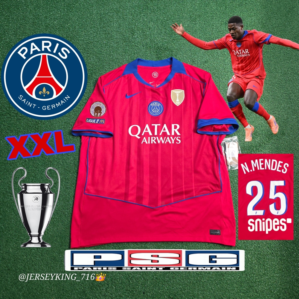 Nike PSG Nuno Mendes #25 2025/2026 Third Total 90 Jersey New XXL